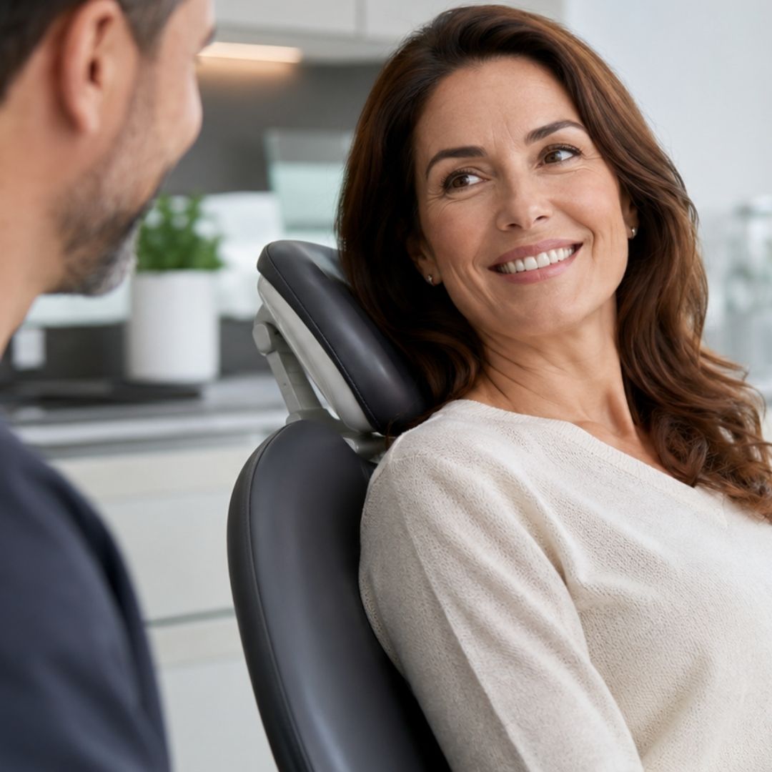 Smiling patient in dental chair